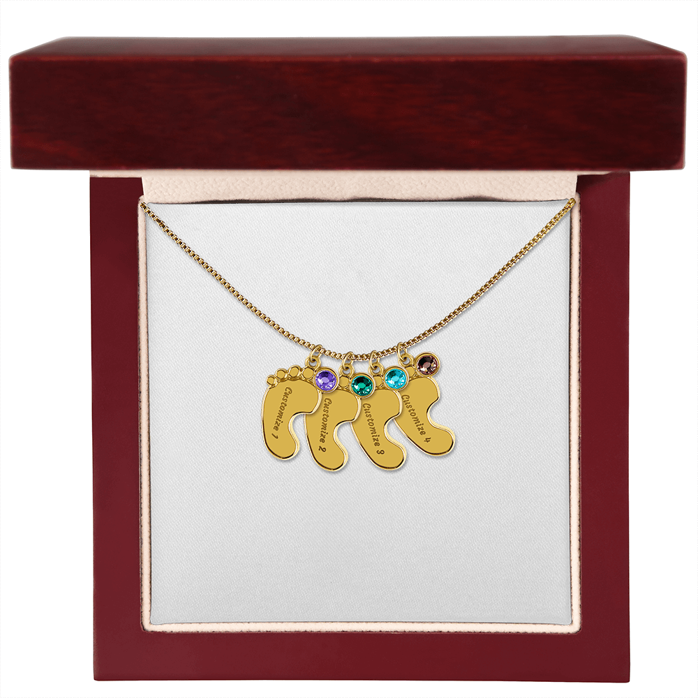 Baby foot necklace with birthstone