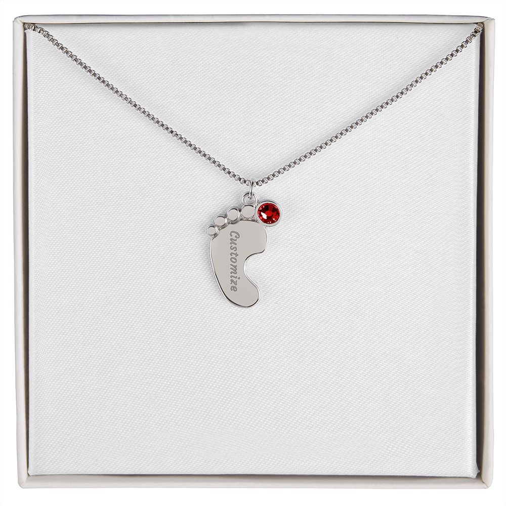 Baby foot necklace with birthstone