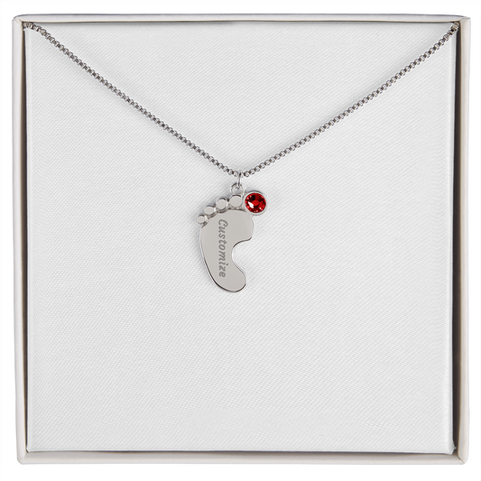 Baby foot necklace with birthstone