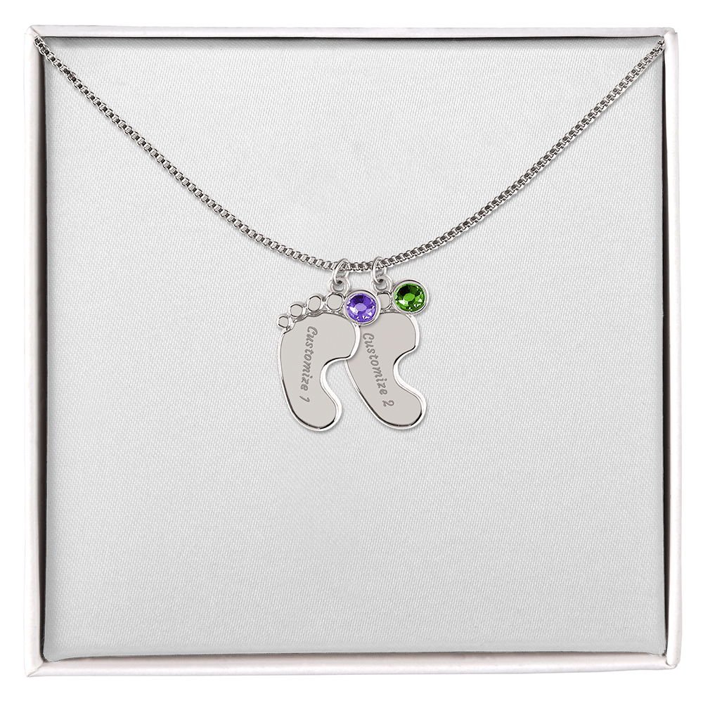 Baby foot necklace with birthstone