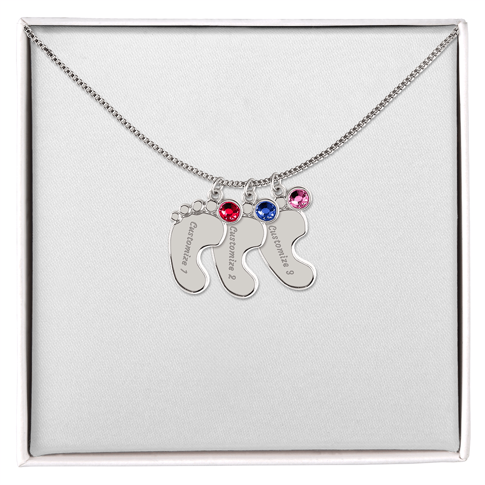 Baby foot necklace with birthstone