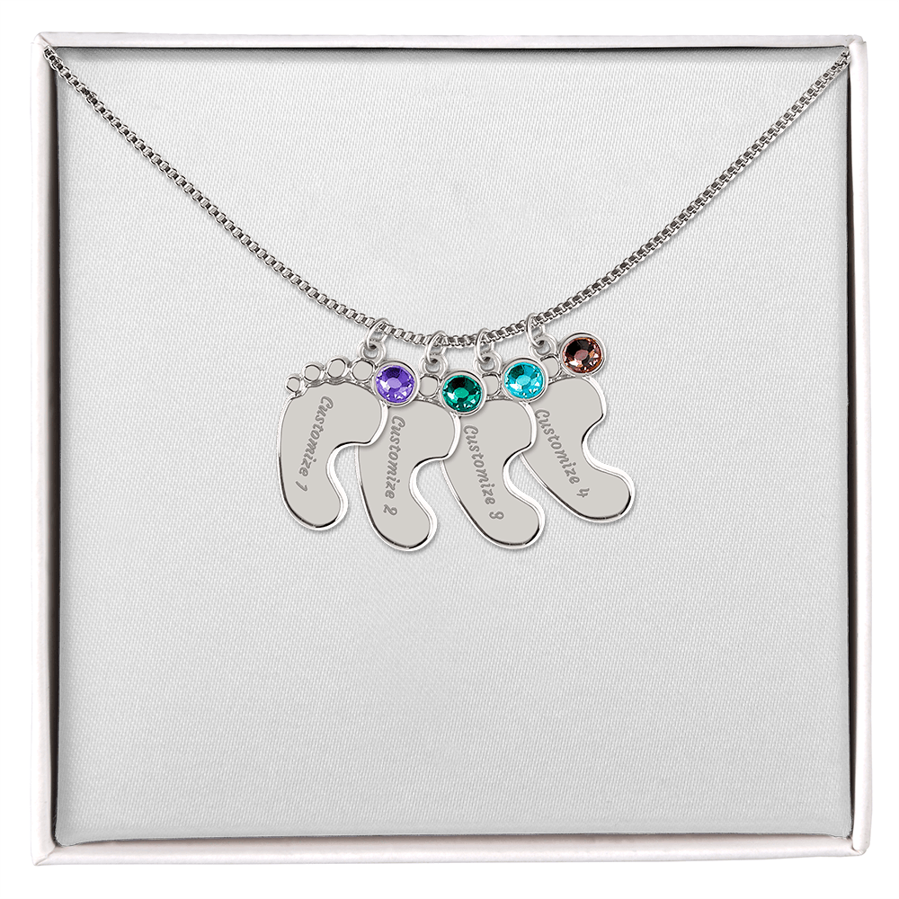Baby foot necklace with birthstone
