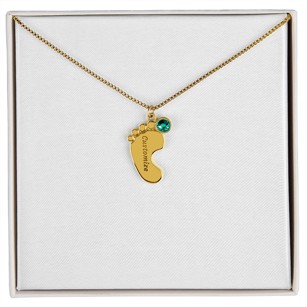 Baby foot necklace with birthstone
