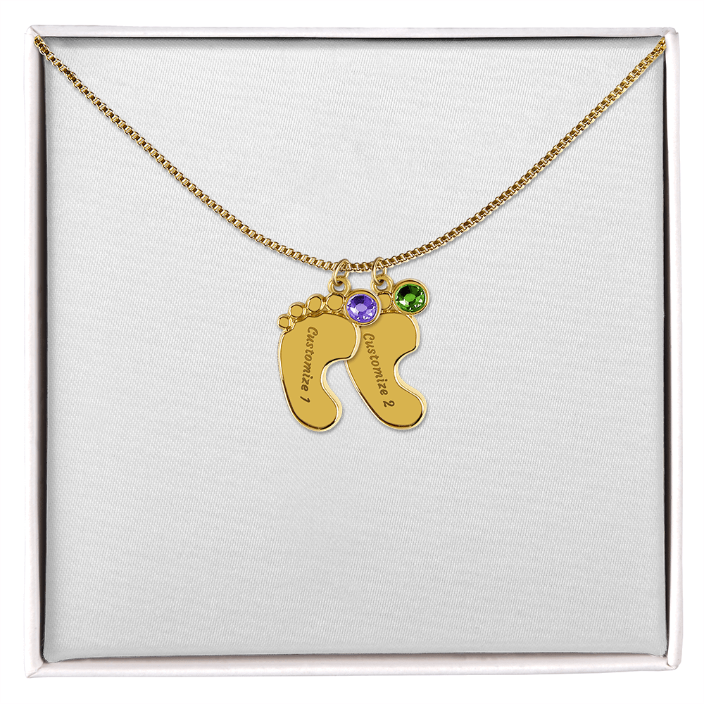 Baby foot necklace with birthstone