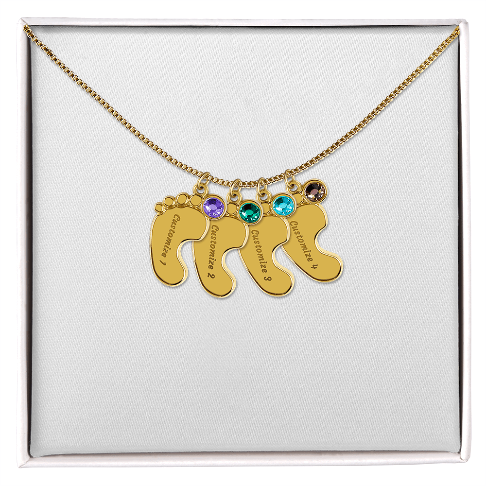 Baby foot necklace with birthstone